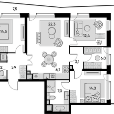 Квартира 103 м², 4-комнатная - изображение 2