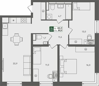 Квартира 80,9 м², 3-комнатная - изображение 1