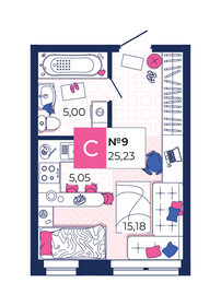 Квартира 25,2 м², студия - изображение 1