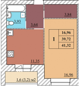 44,2 м², 1-комнатная квартира 4 600 960 ₽ - изображение 56