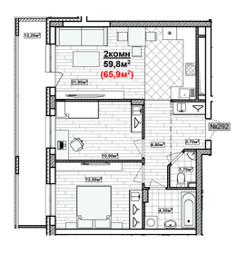 65,9 м², 2-комнатная квартира 14 990 000 ₽ - изображение 35