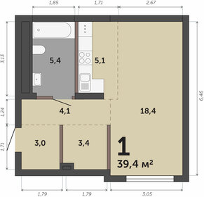 Квартира 39,4 м², студия - изображение 1