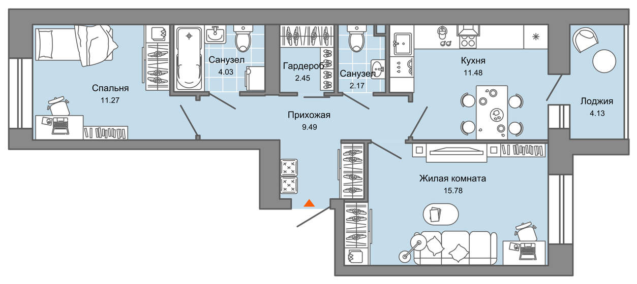 59 м², 2-комнатная квартира 5 562 678 ₽ - изображение 18