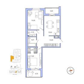 70,7 м², 2-комнатная квартира 10 296 619 ₽ - изображение 19