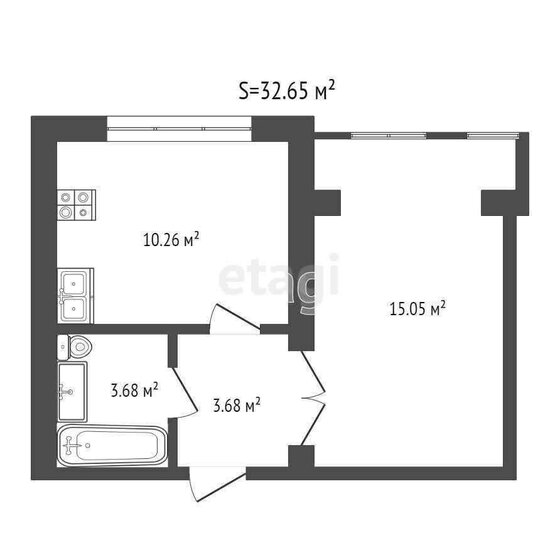 32,7 м², 1-комнатная квартира 2 300 000 ₽ - изображение 49