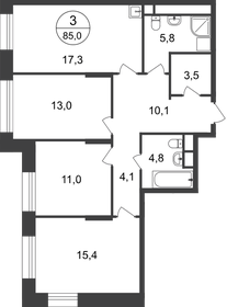 82,1 м², 3-комнатная квартира 17 600 000 ₽ - изображение 120