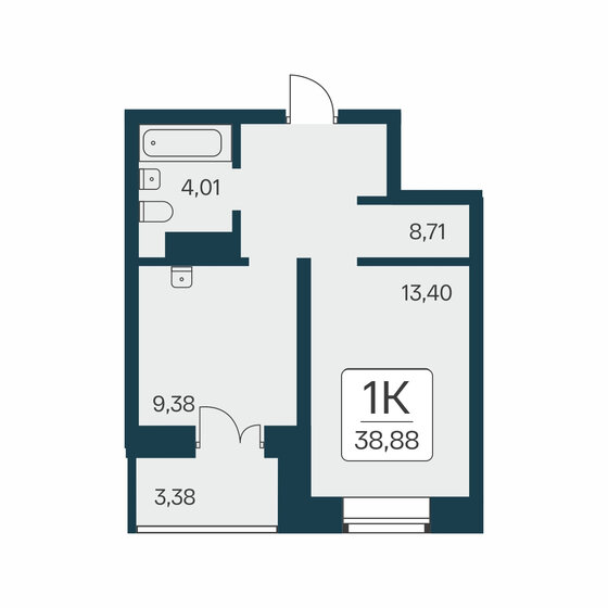 38,9 м², 1-комнатная квартира 7 850 000 ₽ - изображение 1