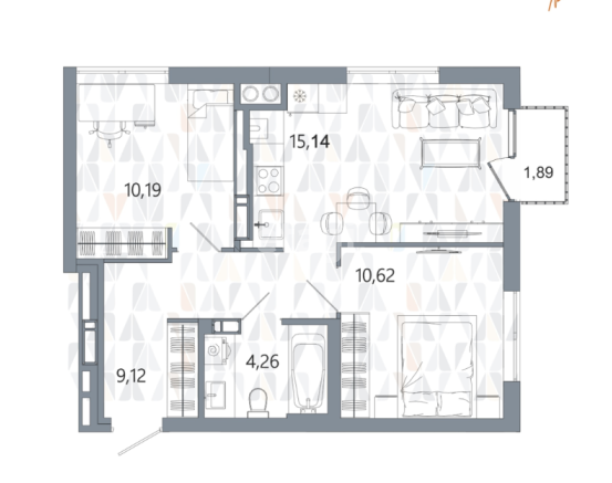 51,4 м², 3-комнатная квартира 6 600 000 ₽ - изображение 12