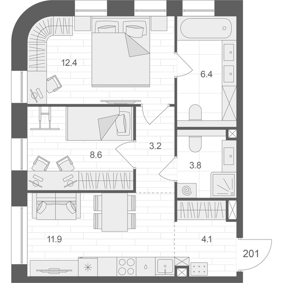 50,4 м², 2-комнатная квартира 26 123 480 ₽ - изображение 1
