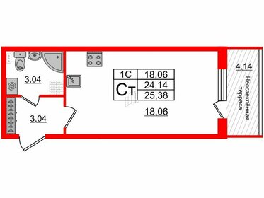 24,2 м², квартира-студия 4 650 177 ₽ - изображение 48