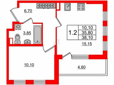 35,7 м², 1-комнатная квартира 6 700 216 ₽ - изображение 100