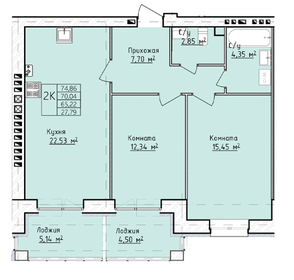 70,2 м², 2-комнатная квартира 6 657 000 ₽ - изображение 28