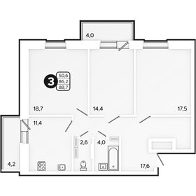 Квартира 88,7 м², 3-комнатная - изображение 1