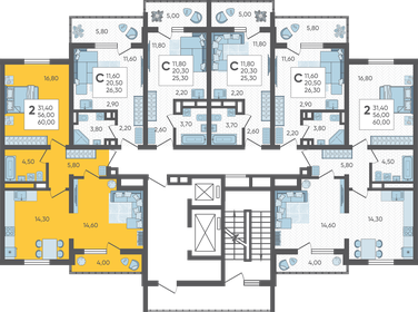 60 м², 2-комнатная квартира 15 930 000 ₽ - изображение 22