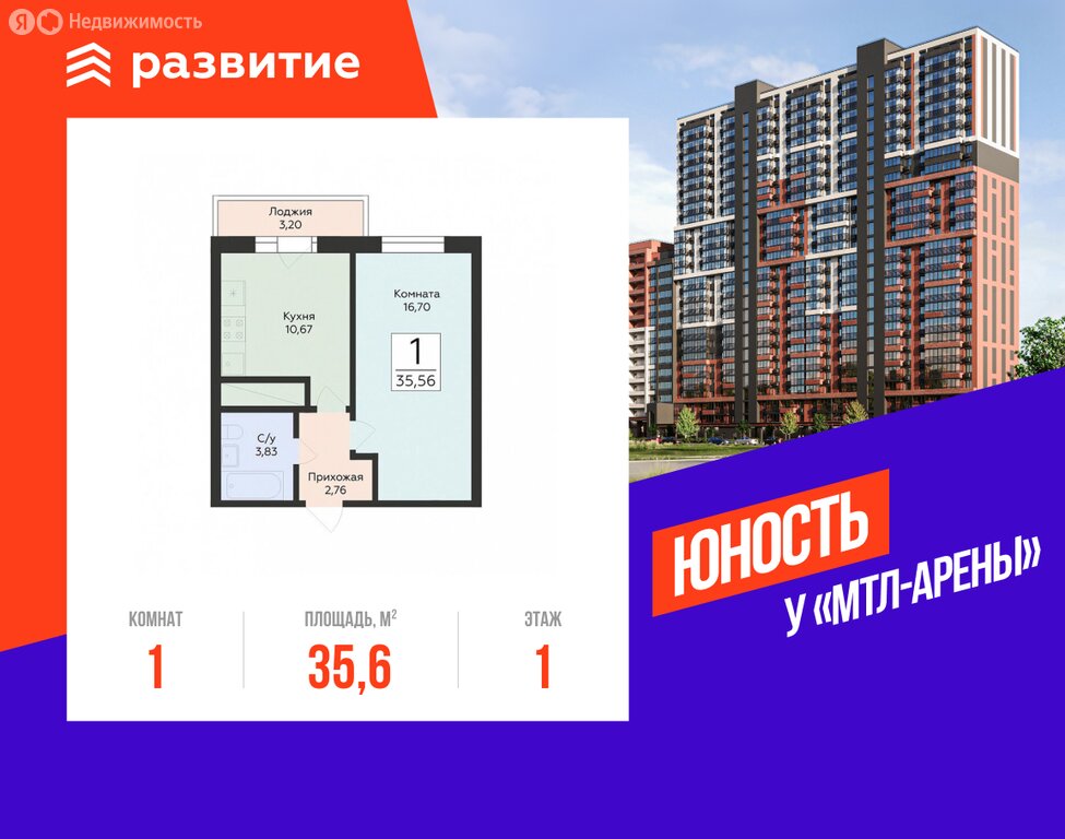 Варианты планировок ЖК «Юность» - планировка 4