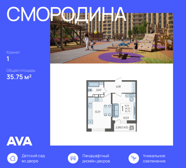 35,8 м², 1-комнатная квартира 5 248 100 ₽ - изображение 26