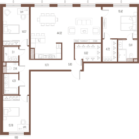 127,9 м², 3-комнатная квартира 45 450 000 ₽ - изображение 115