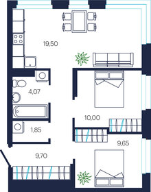 Квартира 54,8 м², 2-комнатная - изображение 1