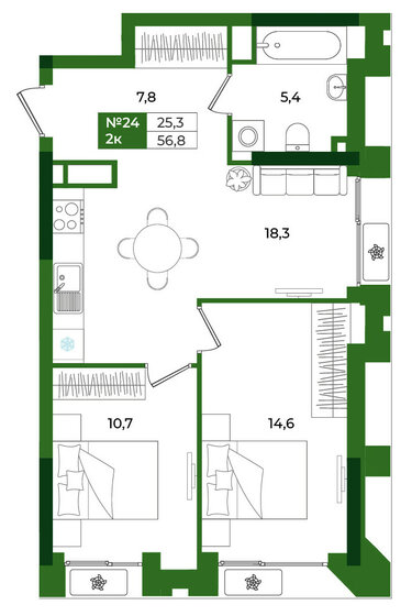 58 м², 2-комнатная квартира 9 258 656 ₽ - изображение 28