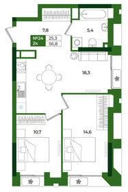 Квартира 56,8 м², 2-комнатная - изображение 1
