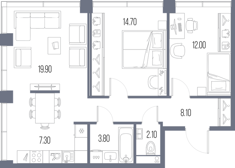 67,9 м², 2-комнатная квартира 30 439 570 ₽ - изображение 14