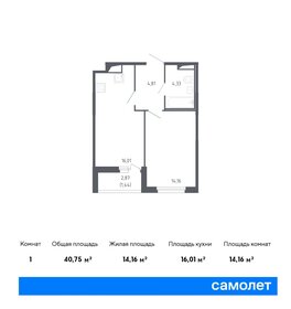 Квартира 40,8 м², 1-комнатная - изображение 1