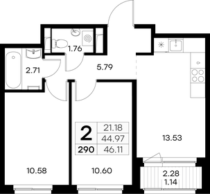 Квартира 46,1 м², 2-комнатная - изображение 1