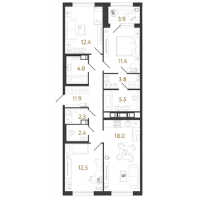 Квартира 84,2 м², 3-комнатная - изображение 1