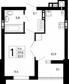 Квартира 32,9 м², 1-комнатная - изображение 1