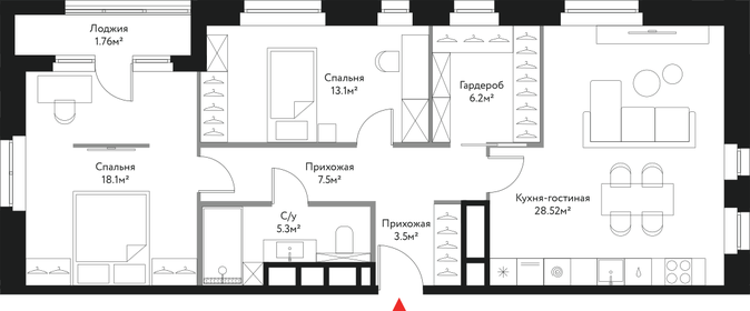 103 м², 3-комнатная квартира 37 500 000 ₽ - изображение 70