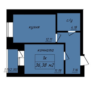 Квартира 36,4 м², 1-комнатная - изображение 1