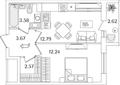 36,3 м², 1-комнатная квартира 9 442 830 ₽ - изображение 27