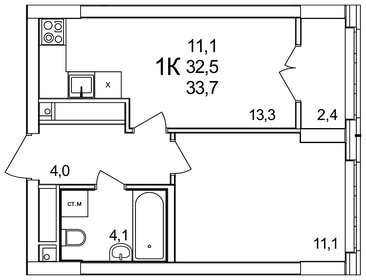 28,7 м², 1-комнатная квартира 4 100 000 ₽ - изображение 29