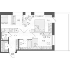 57,3 м², 2-комнатная квартира 27 196 884 ₽ - изображение 21