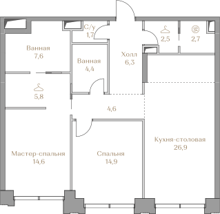 92 м², 2-комнатная квартира 141 303 008 ₽ - изображение 36