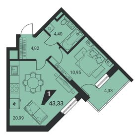42,6 м², 1-комнатная квартира 6 723 924 ₽ - изображение 46
