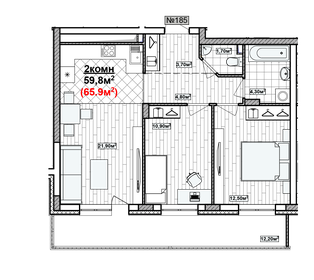 70 м², 2-комнатная квартира 12 500 000 ₽ - изображение 90