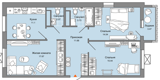 77 м², 3-комнатная квартира 5 941 949 ₽ - изображение 18