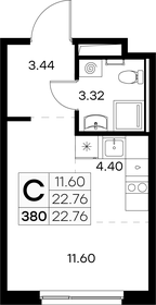 Квартира 22,8 м², студия - изображение 1