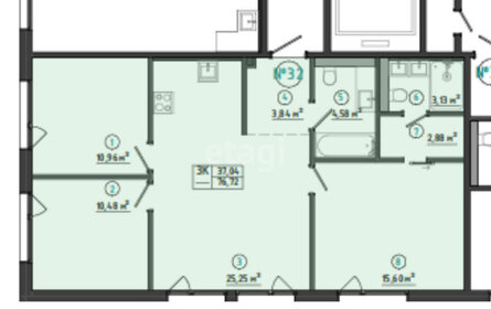 Квартира 76,7 м², 3-комнатная - изображение 1