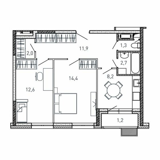 54,3 м², 2-комнатная квартира 9 665 400 ₽ - изображение 1