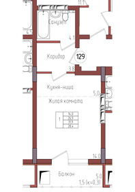 28,5 м², 1-комнатная квартира 4 121 113 ₽ - изображение 15