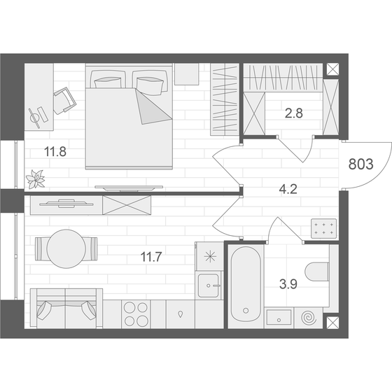 34,4 м², 1-комнатная квартира 20 983 794 ₽ - изображение 1