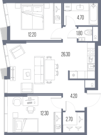 Квартира 64,2 м², 2-комнатная - изображение 1