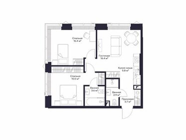 Квартира 63,5 м², 2-комнатная - изображение 1