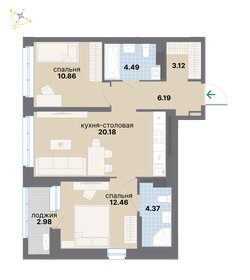 Квартира 65,1 м², 2-комнатная - изображение 1