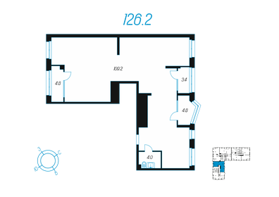 Квартира 126,2 м², 1-комнатная - изображение 1