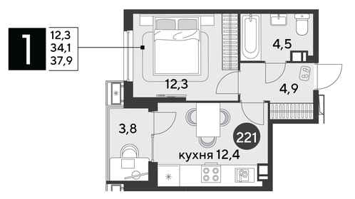 38,6 м², 1-комнатная квартира 5 000 000 ₽ - изображение 63