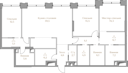 134,9 м², 3-комнатная квартира 160 983 008 ₽ - изображение 49