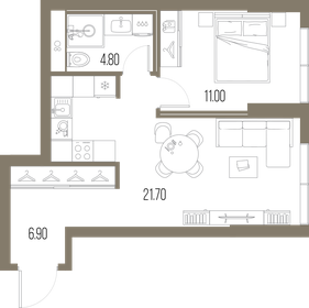 Квартира 44,4 м², 1-комнатная - изображение 1